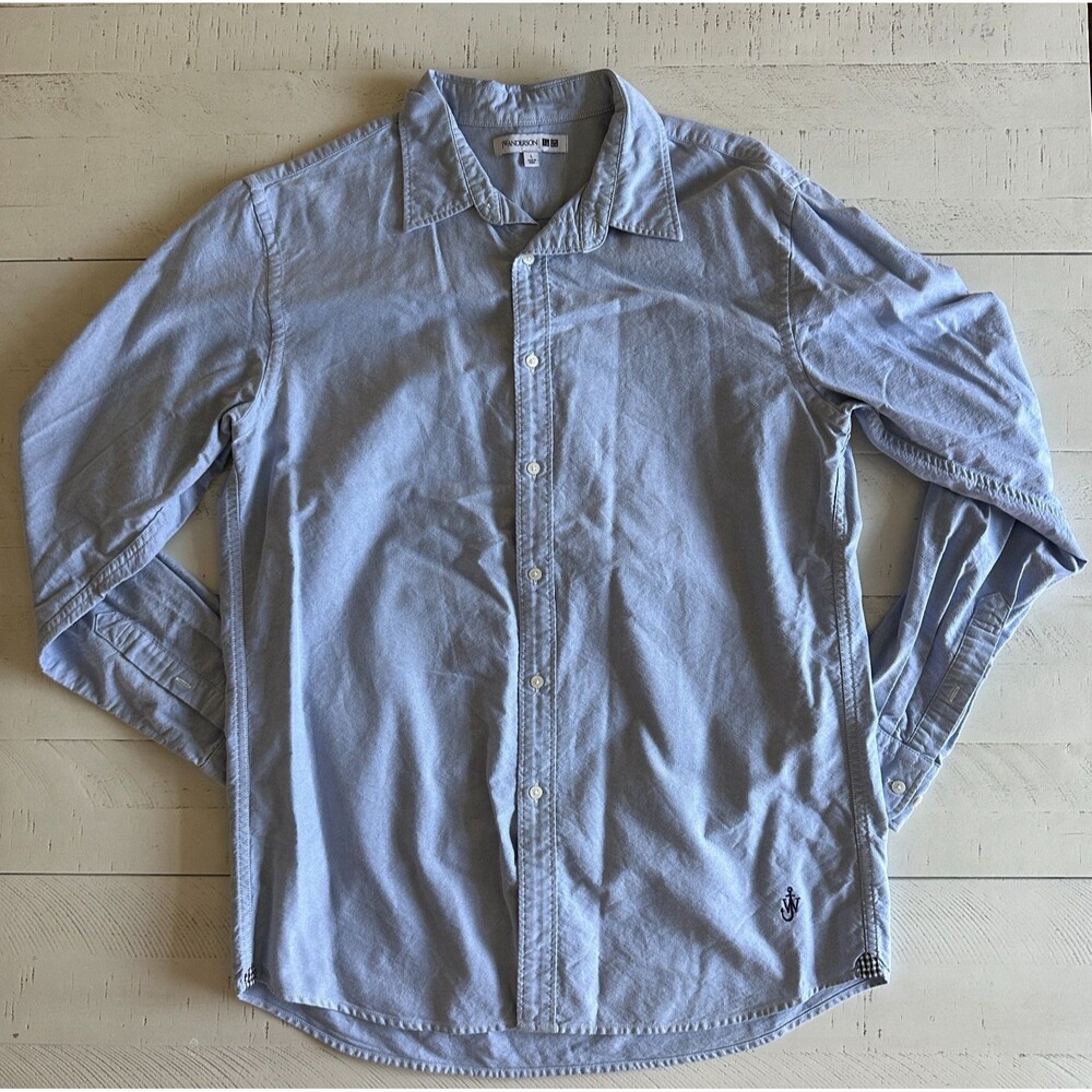 Uniqlo JW Anderson Blue Oxford Slim Fit Long Sleeve Shirt Men's Size L